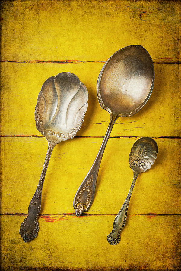 Three Old Silver Spoons Photograph by Garry Gay