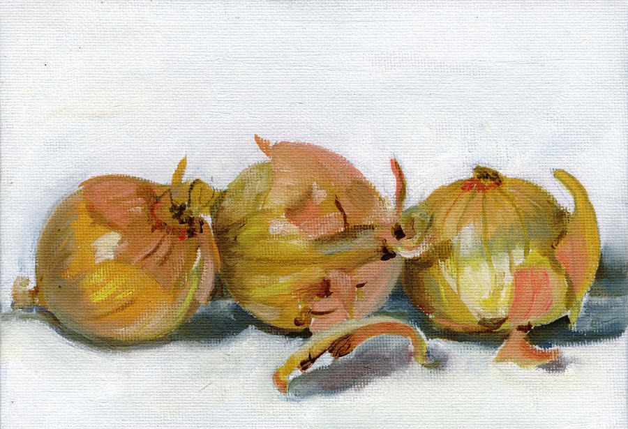 Vegetable Painting - Three Onions by Sarah Lynch