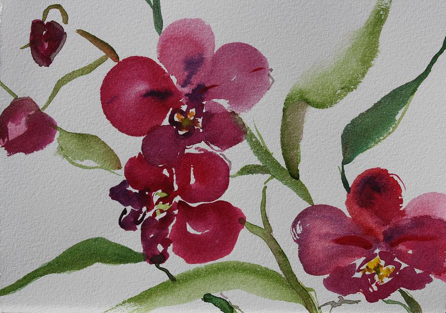 Three Orchids Painting by Tara Moorman