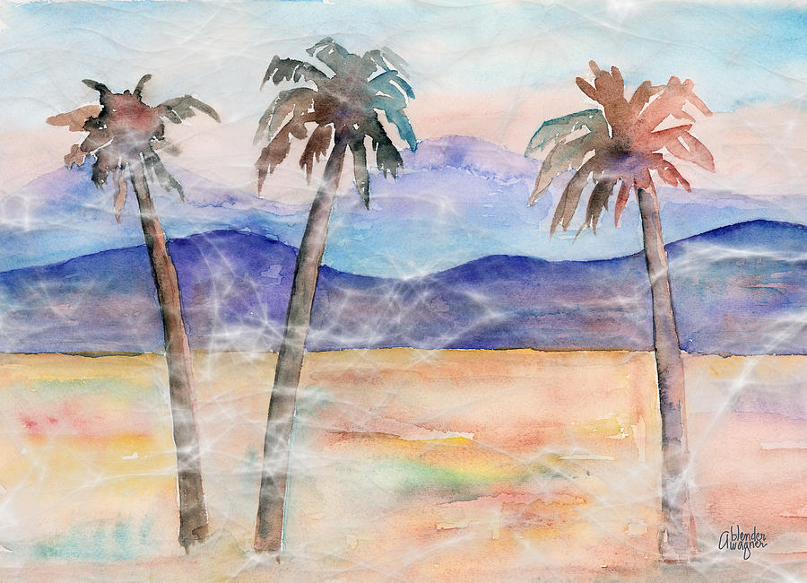 Three Palms Painting by Arline Wagner