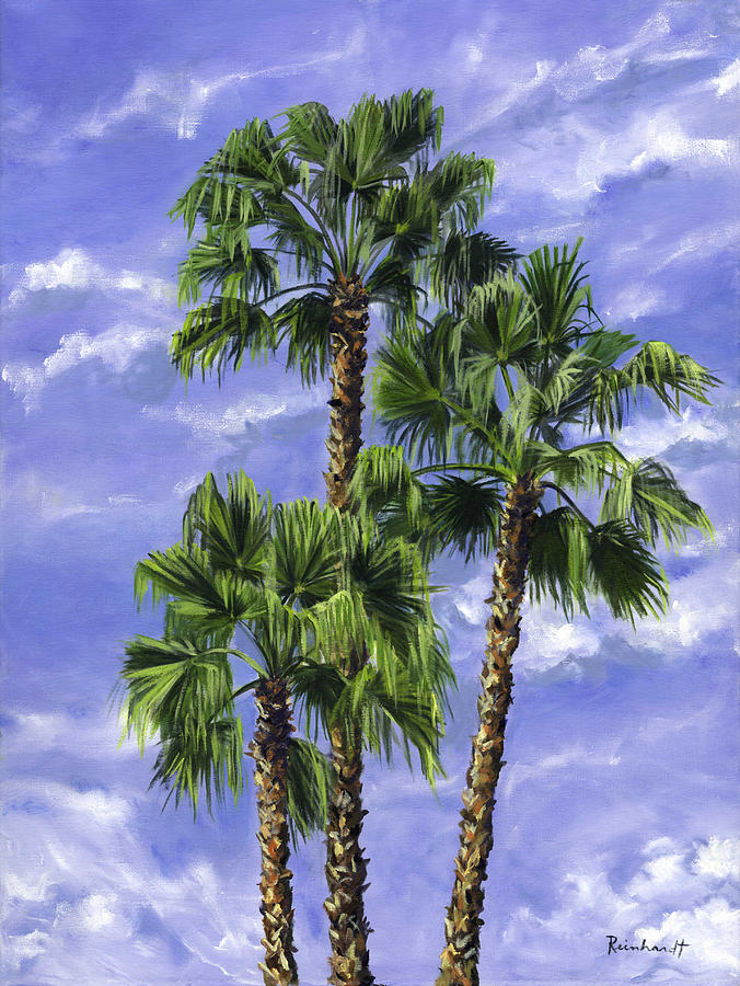 Tree Painting - Three Palms by Lisa Reinhardt