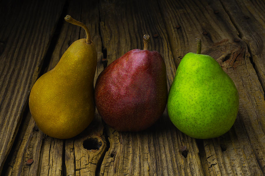 Pear Photograph - Three Pears by Garry Gay
