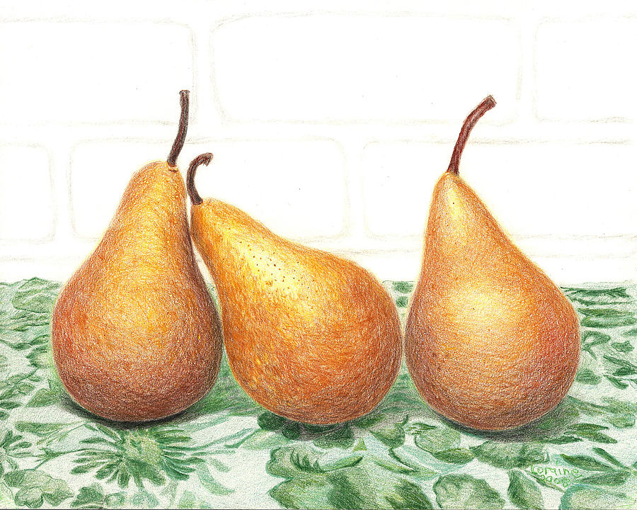 Fruit Painting - Three Pears by Loraine LeBlanc