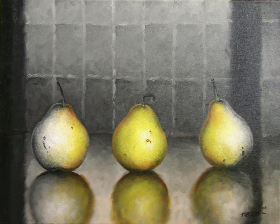 Three Pears Painting by Matthew Martelli