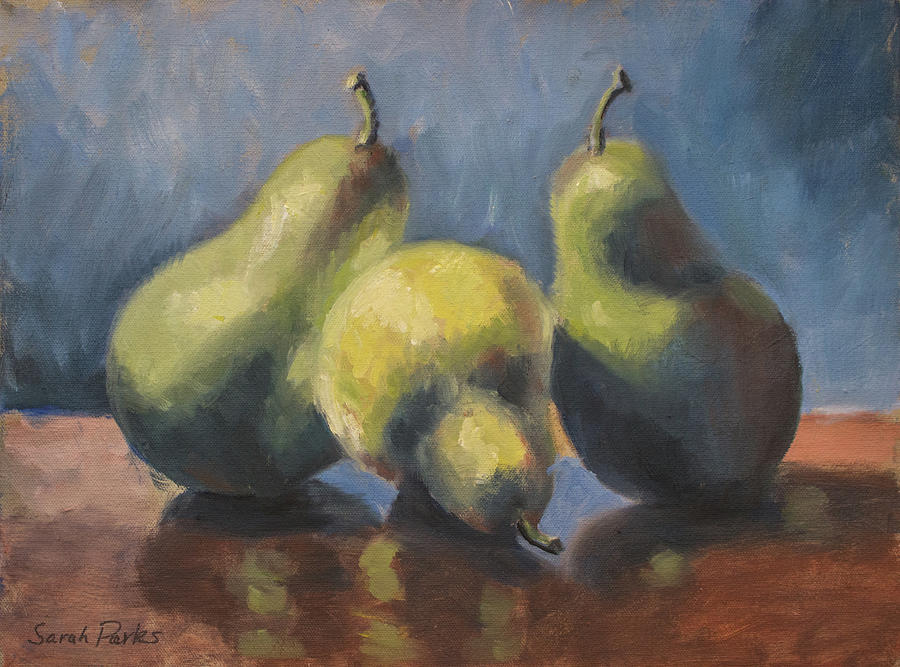 Three Pears Painting by Sarah Parks