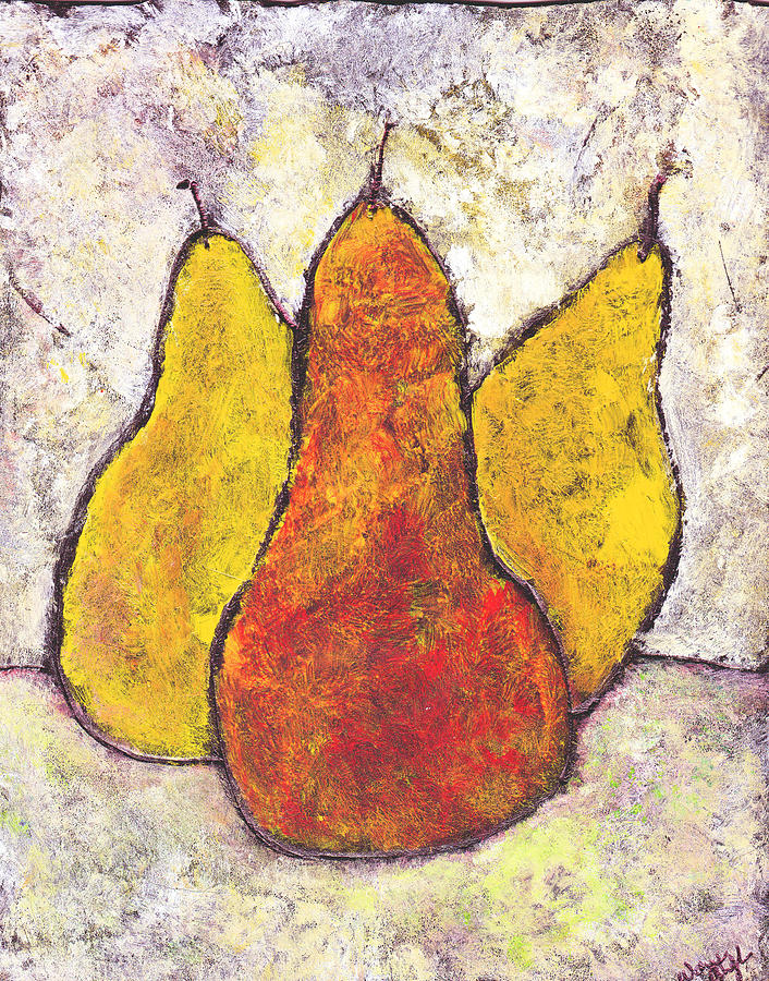 Three Pears Painting by Wayne Potrafka