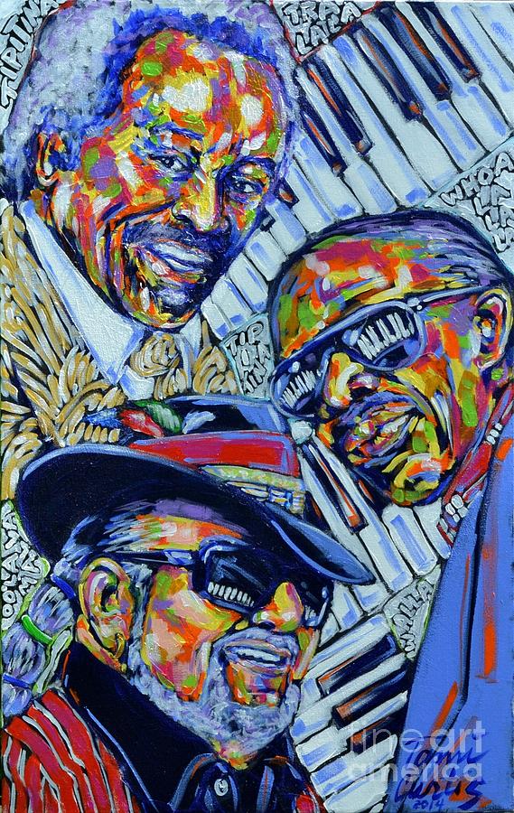 Professor Longhair Painting - Three Piano Men by Tami Curtis