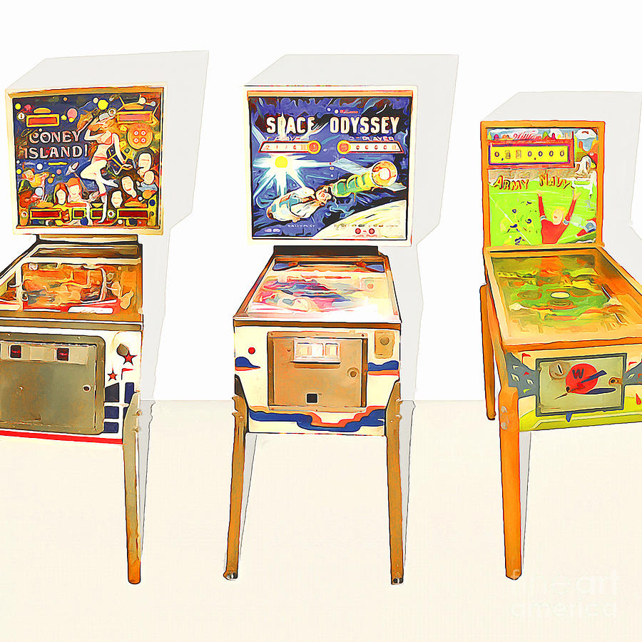 Three Pinball Machines 20160226 square Photograph by Wingsdomain Art and Photography