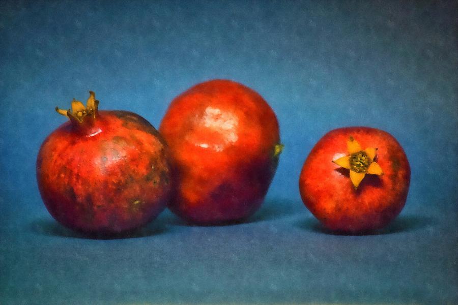 Fruit Photograph - Three Pomegranates by Frank Wilson