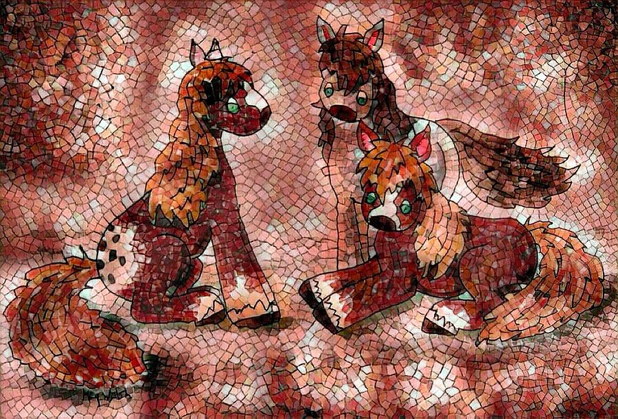 Three pony mosaic Digital Art by Megan Walsh