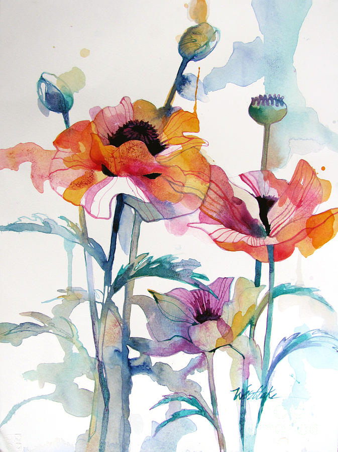 Three Poppies Painting by Wendy Westlake