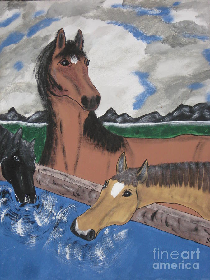 Three Pretty Horses. Painting by Jeffrey Koss