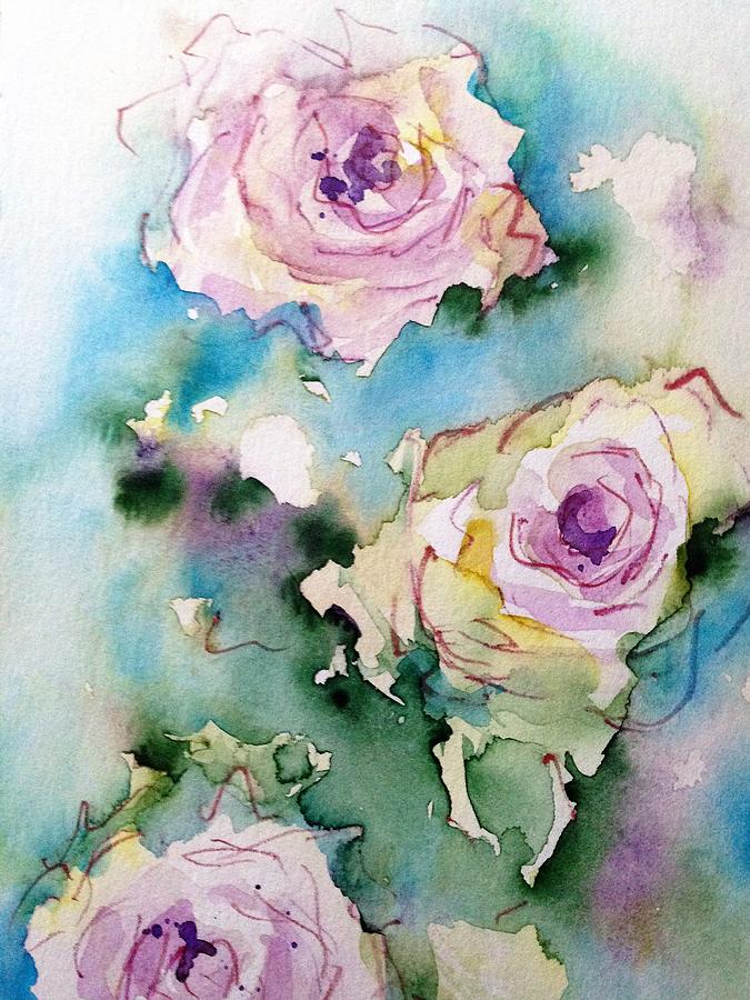 Three Purple Roses Painting by Britta Zehm