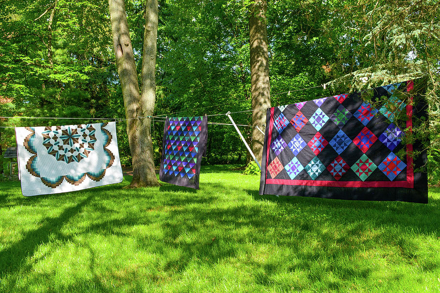 Three Quilts in the Breeze Photograph by Tana Reiff