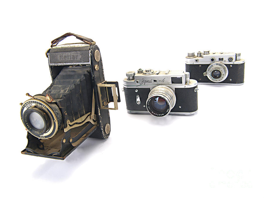 Vintage Photograph - Three Rangefinders Cameras by Amit Strauss