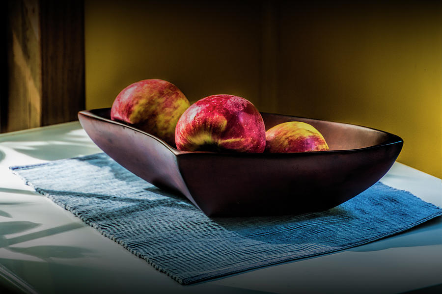 Three Red Apples in a Bowl Photograph by Randall Nyhof