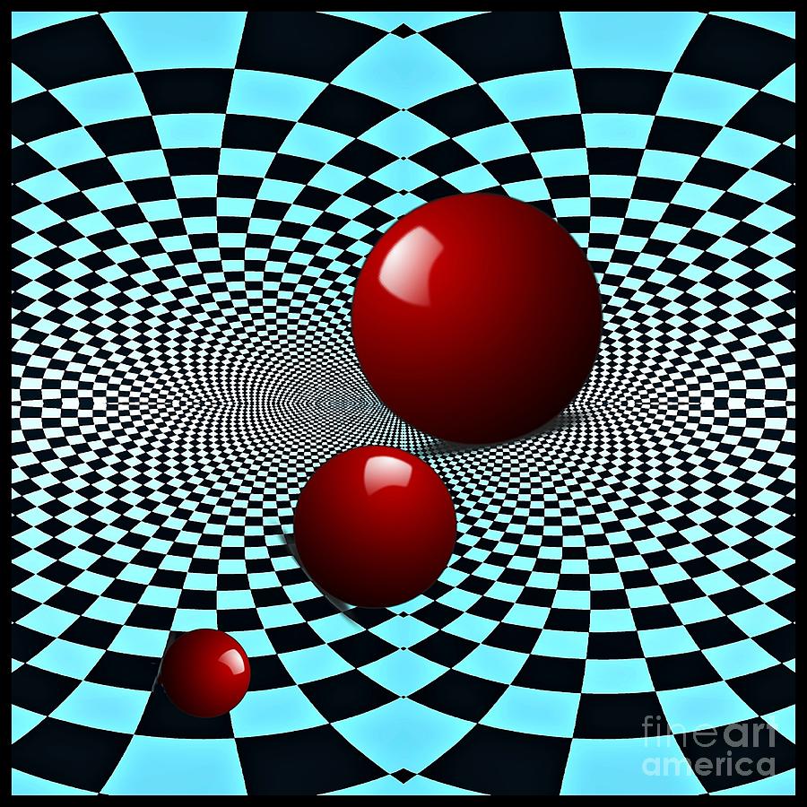 Pattern Digital Art - Three Red Balls by Sarah Loft