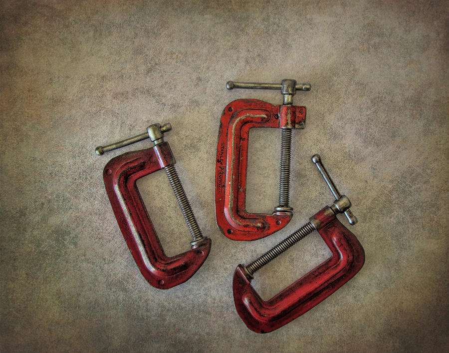 Three Red C Clamps Photograph by David and Carol Kelly