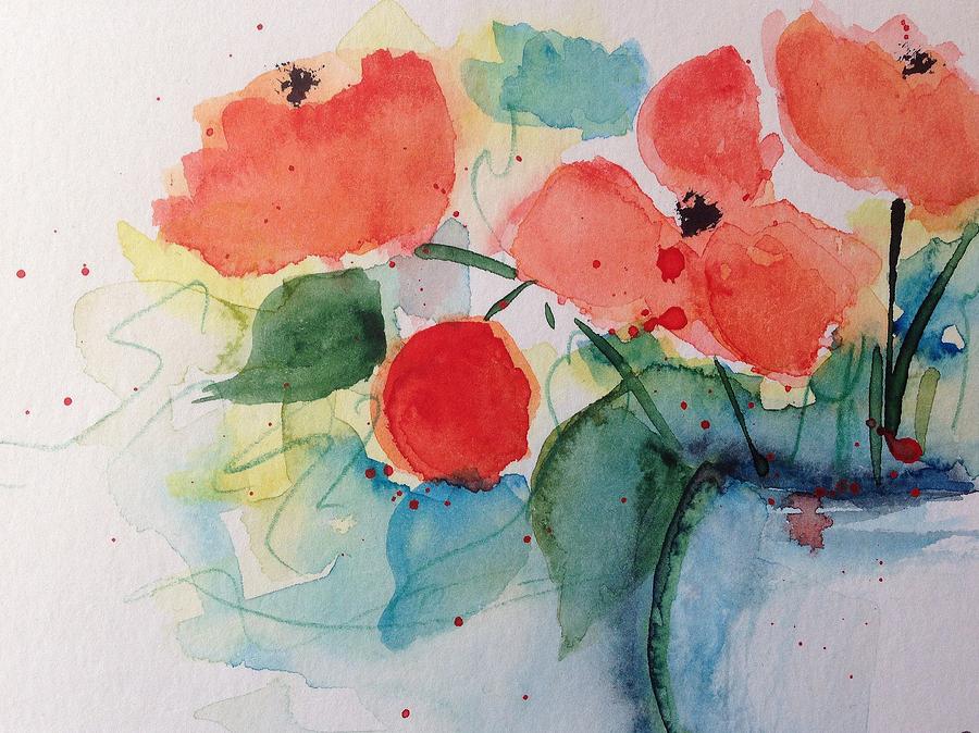 Three Red Flowers Painting by Britta Zehm