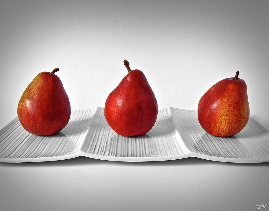 Three Red Pears Photograph by Lily Malor