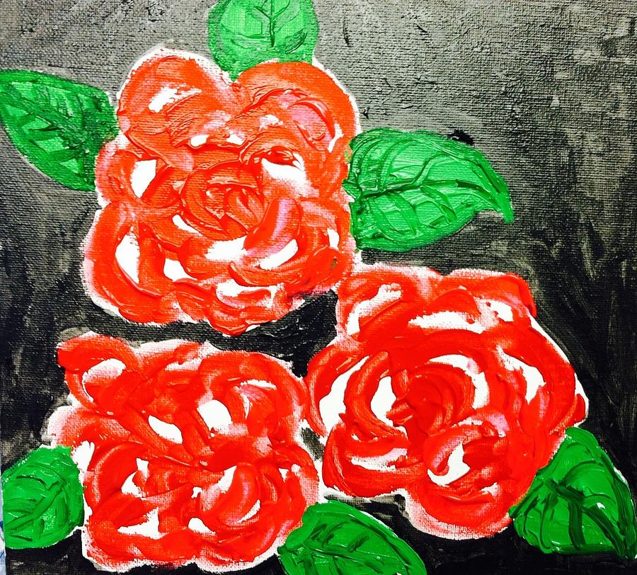 Three rose Painting by Hae Kim