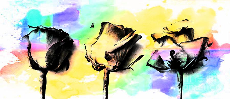 Three Roses Colour Splash Photograph by Clare Bevan