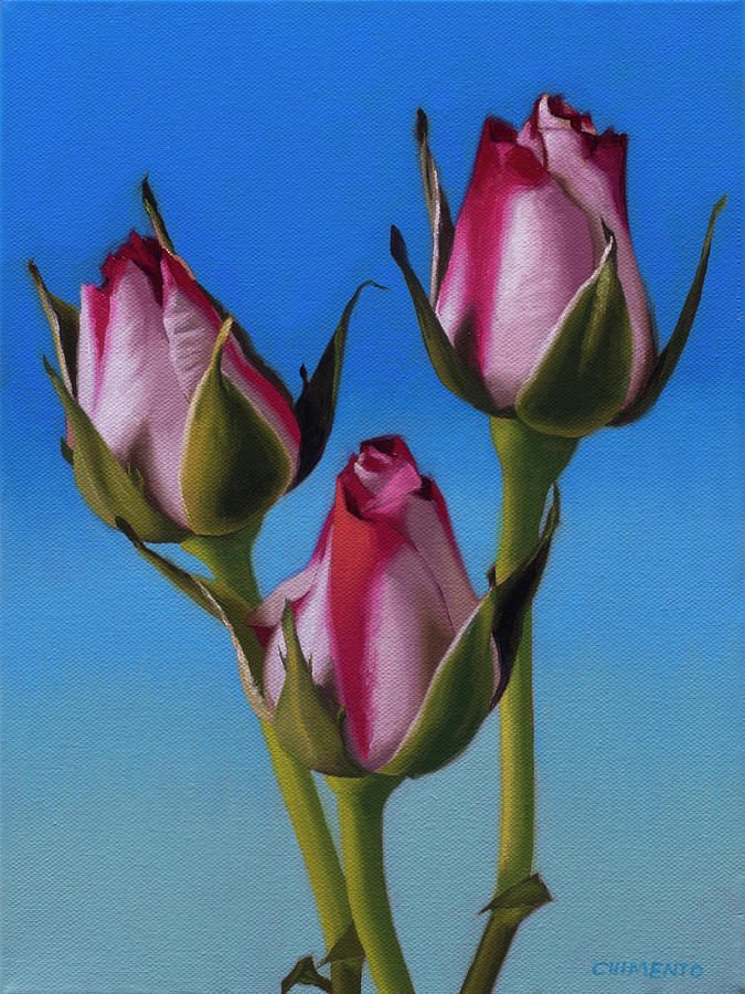 Three Roses Painting by Tony Chimento