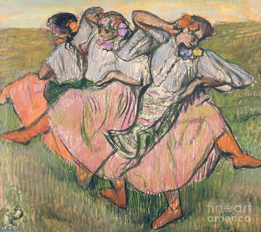 Edgar Degas Drawing - Three Russian Dancers by Edgar Degas