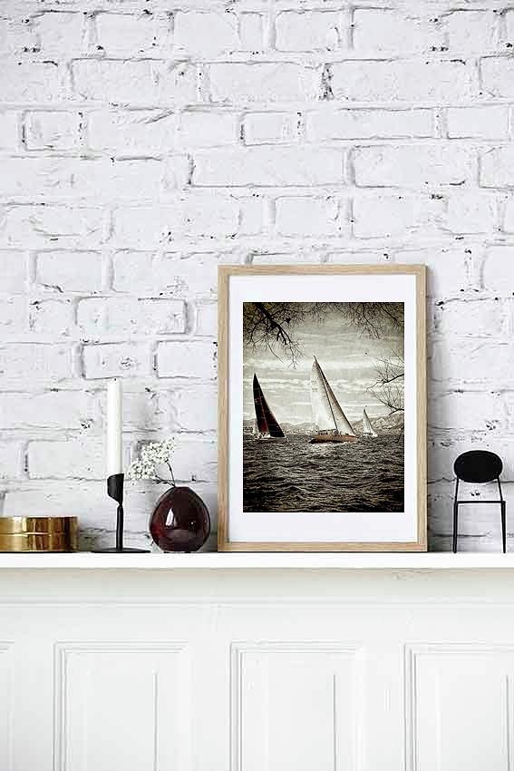 Three Sailboats, Nautical Theme - Decorating Ideas Designs Photograph by Jean Francois Gil
