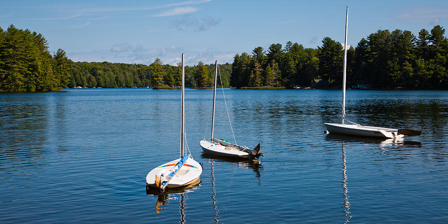 Three Sailboats on White Lake Photograph by David Patterson