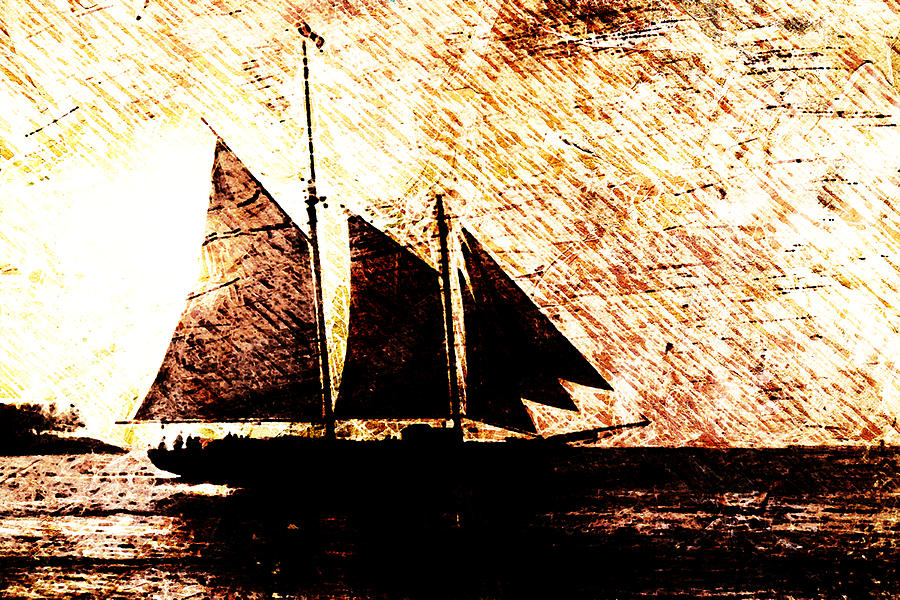 Three Sails in Sunset Digital Art by Andrea Barbieri