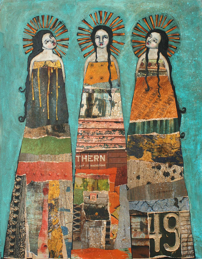 Mixed Media Painting - Three Saints by Jane Spakowsky