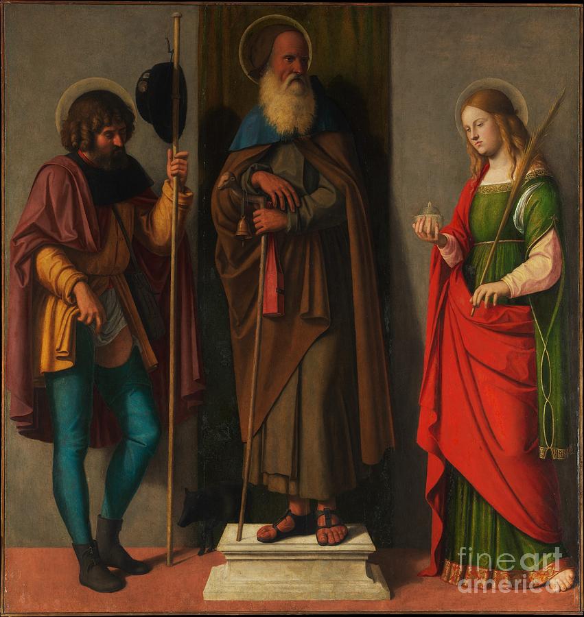 Three saints Roch Anthony Abbot and Lucy Painting by Celestial Images
