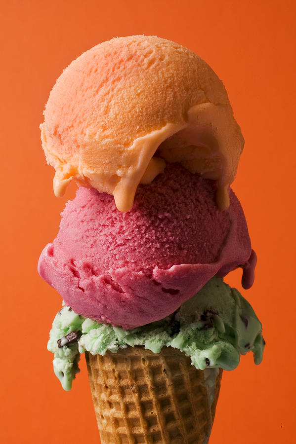 Ice Cream Photograph - Three scoops  by Garry Gay