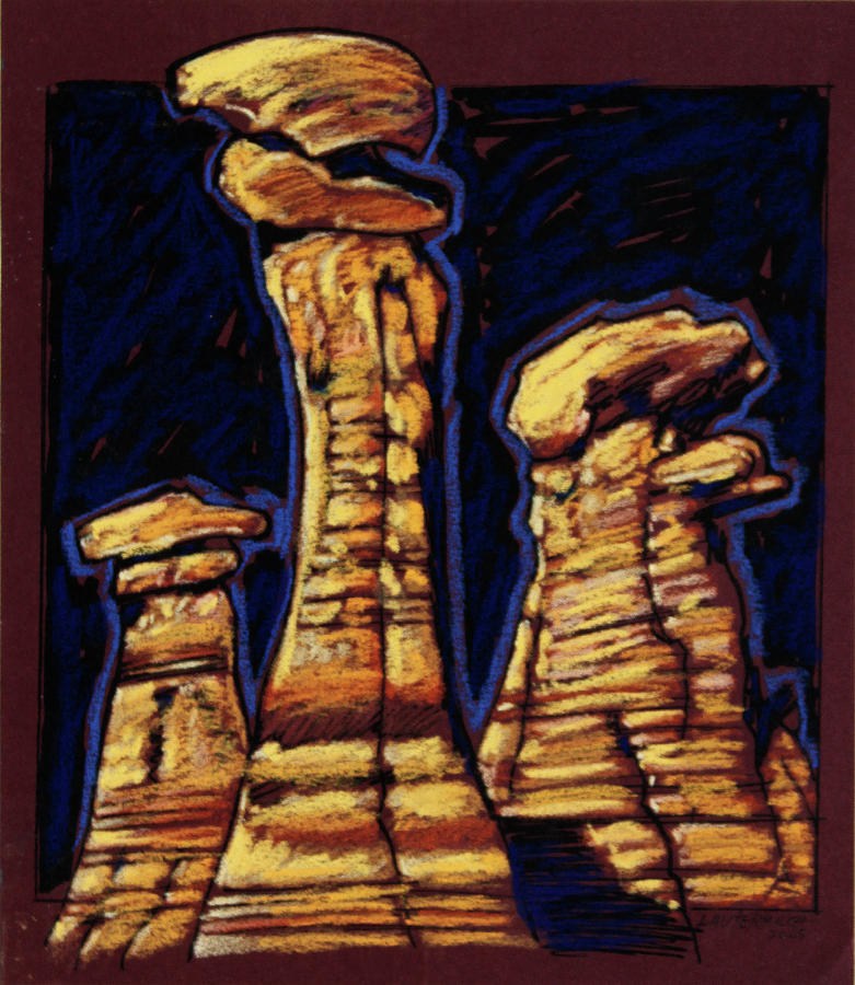 Three Sentinels Painting by John Lautermilch