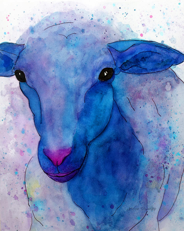 Sheep Painting - Three Sheep, 1 of 3 by Moon Stumpp