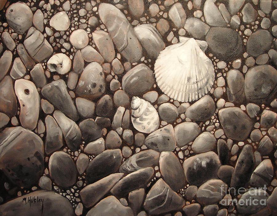 Three Shells Black and White Pattern Painting by Mary Hubley