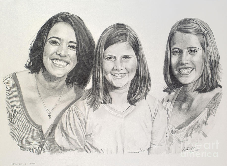 Three Sisters Drawing by Anke Hass Fine Art America