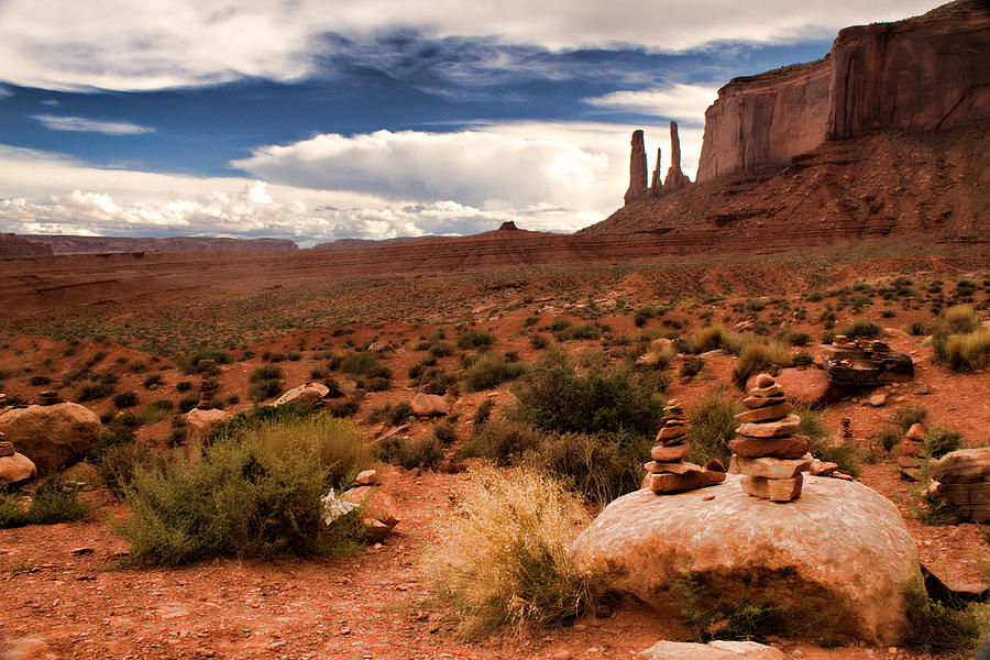 Landscape Photograph - Three Sisters - Monument Valley by Lana Trussell
