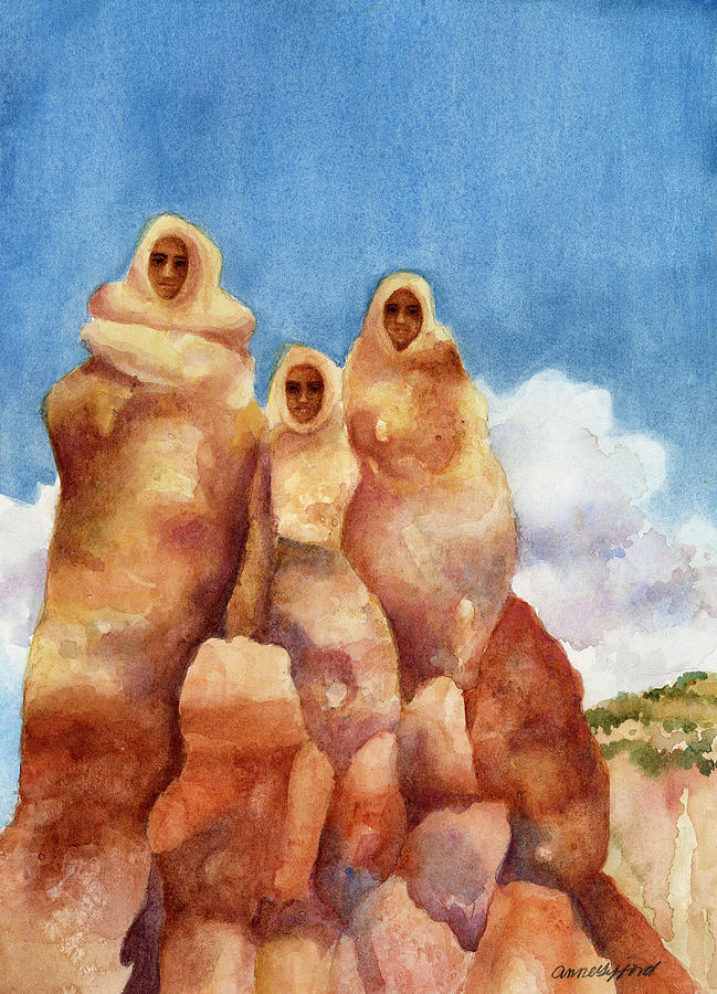 Three Sisters of Ghost Ranch Painting by Anne Gifford