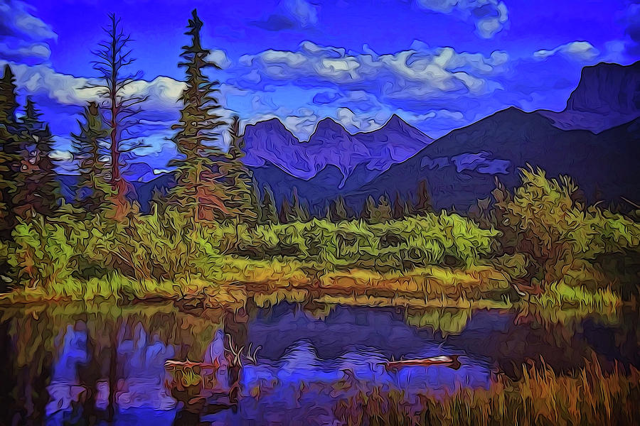 Three Sisters Peaks Digital Art by Richard Farrington