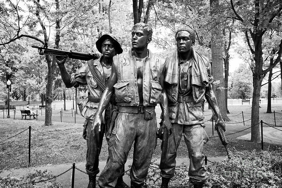 Washington D.c. Photograph - Three soldiers or servicemen statue at the vietnam veterans memorial Washington DC USA by Joe Fox