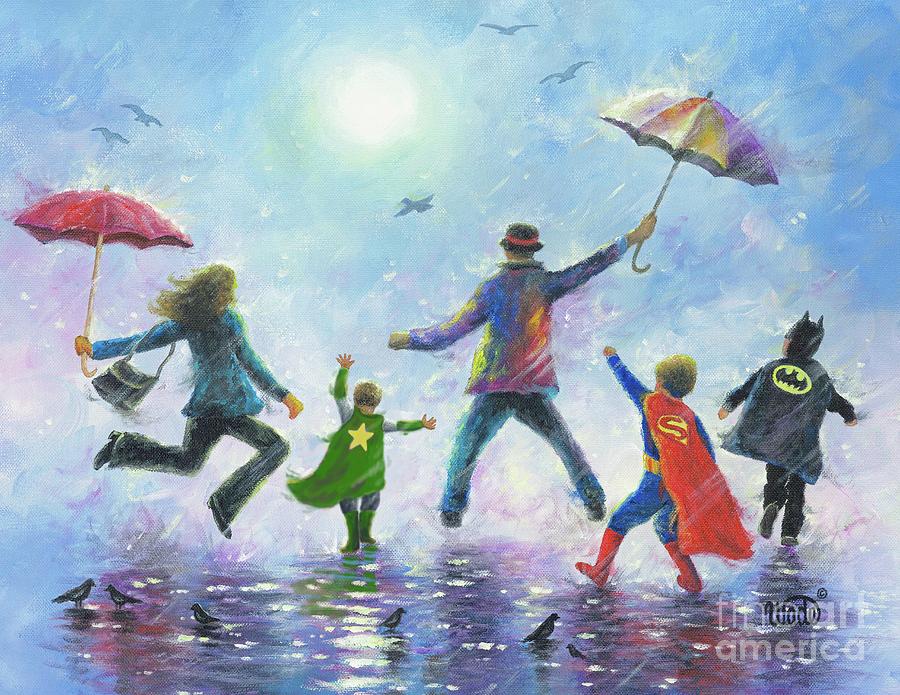 Three Boys Painting - Three Super Hero Boys by Vickie Wade