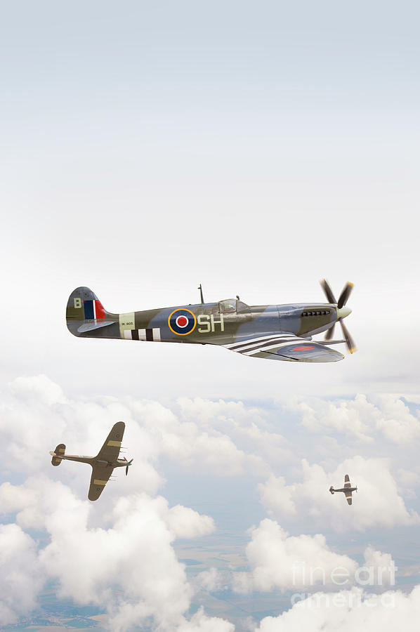 Three Supermarine Spitfire Airplanes In Flight Photograph by Lee Avison