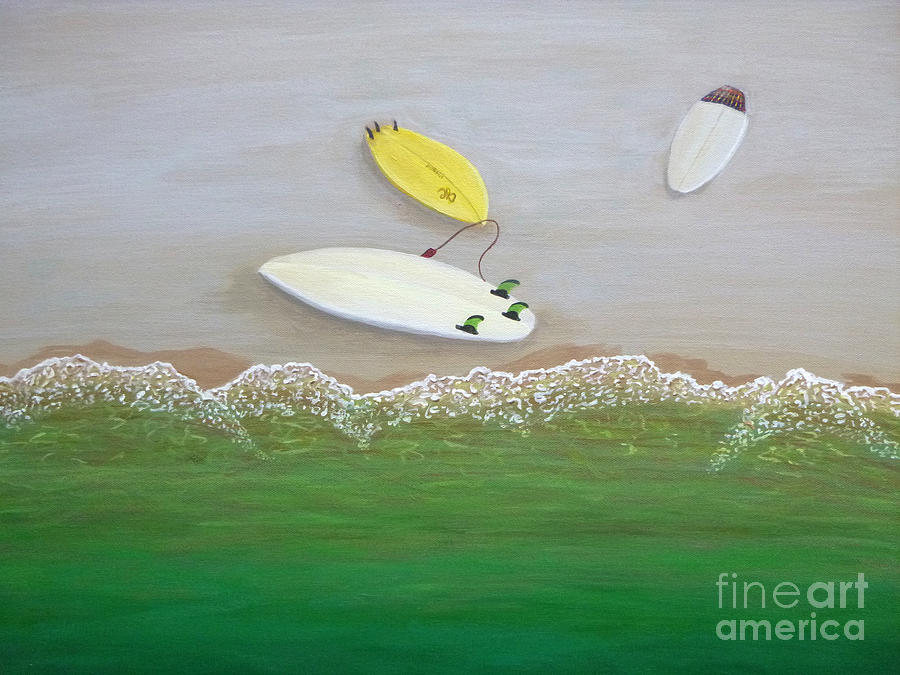 Three Surfboards Painting by Jenn C Lindquist