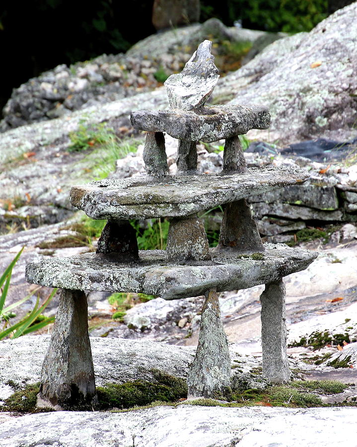 Three Tiered Table at Elisworth Rock Garden Photograph by Arvin Miner