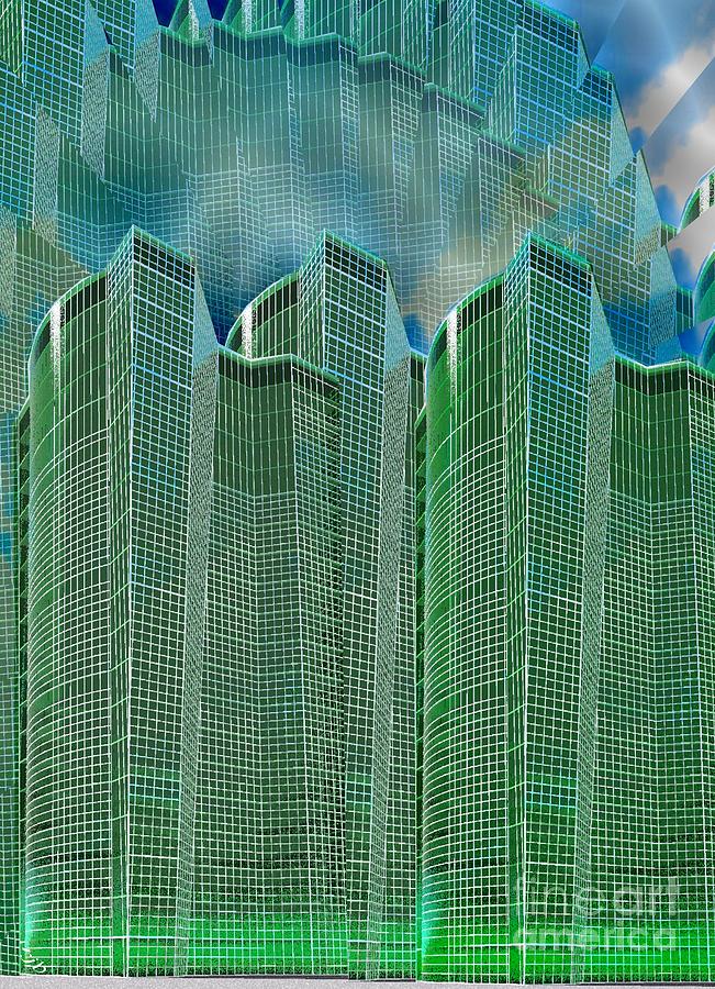 Glass Tower Digital Art - Three Towers 2 by Ronald Bissett