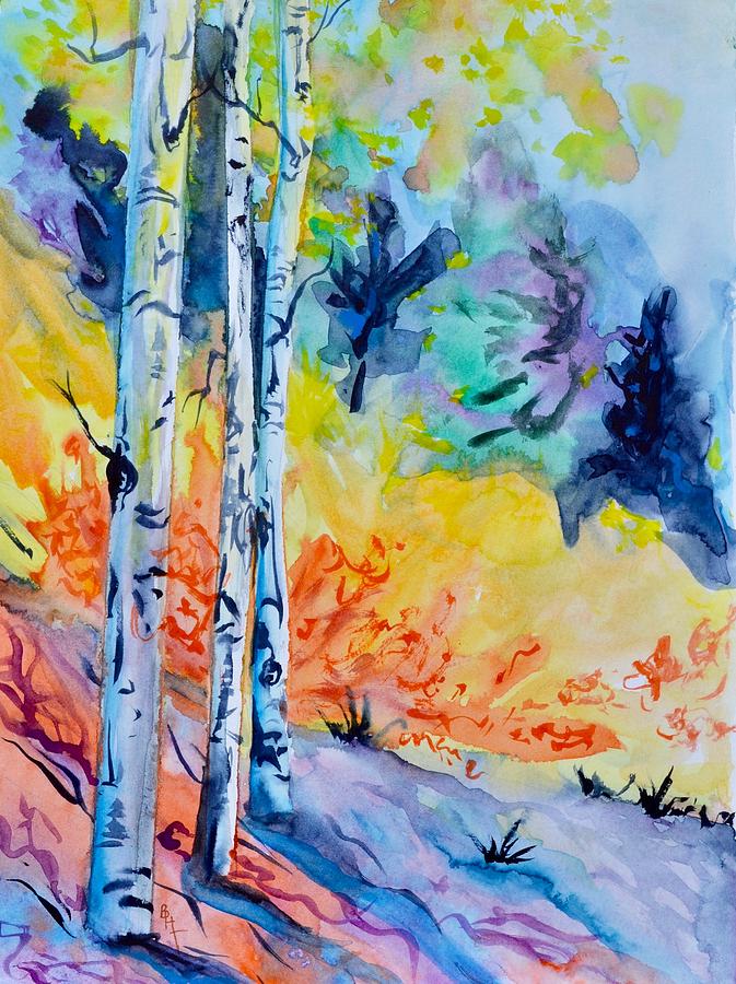 Three Trees Painting by Beverley Harper Tinsley