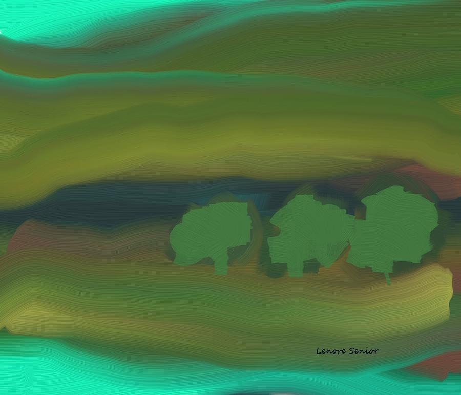 Three Trees in the Valley Painting by Lenore Senior