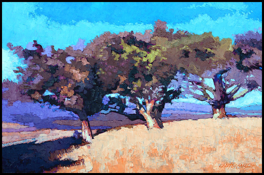 Three Trees On A Hill Painting by John Lautermilch
